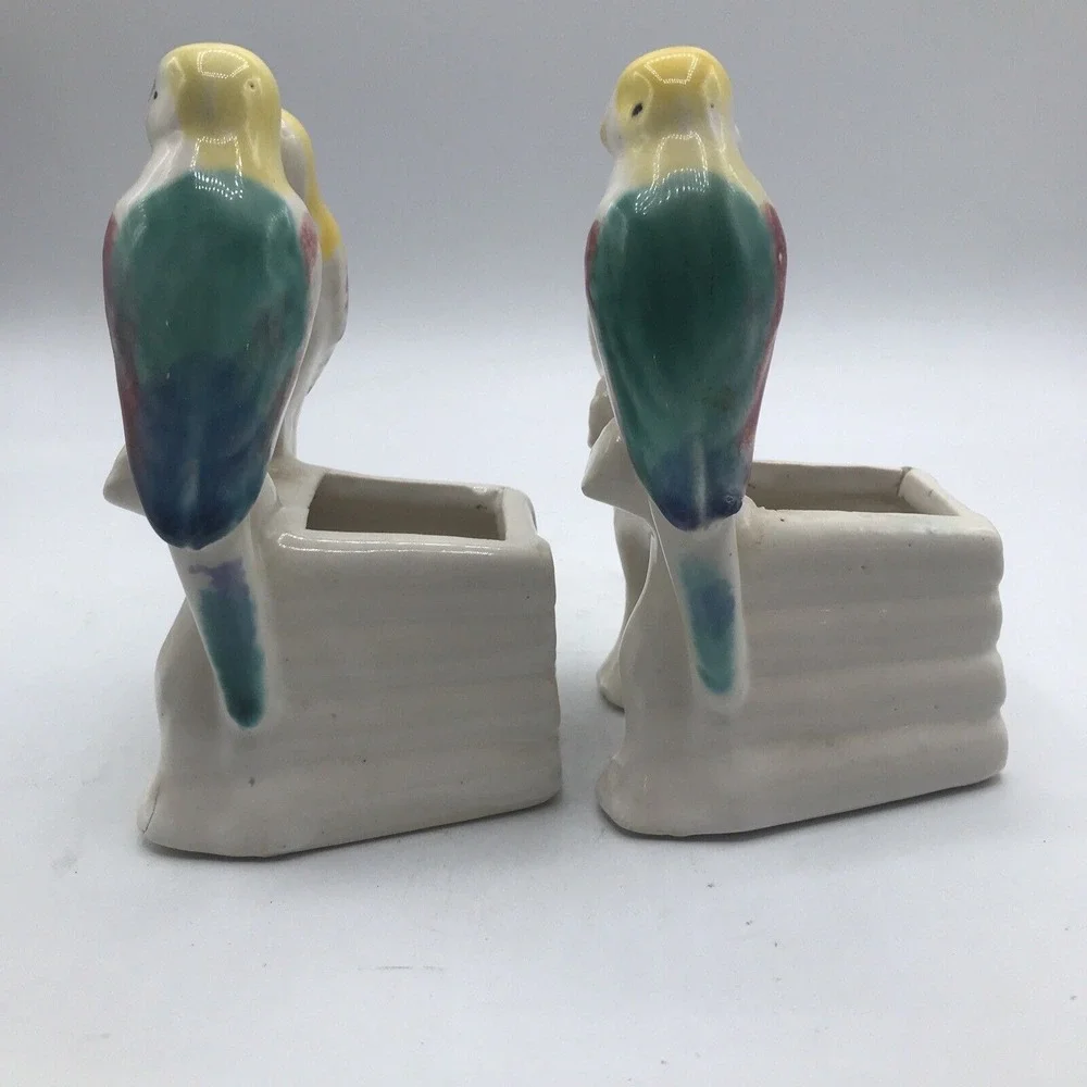 Pottery‎ Blue Green Love Birds Planter Pot 5 1/2